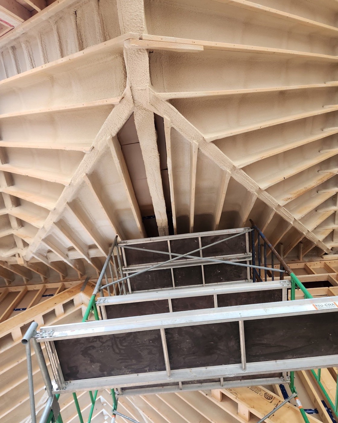 Insulated roof framing with mechanical runs routed through it