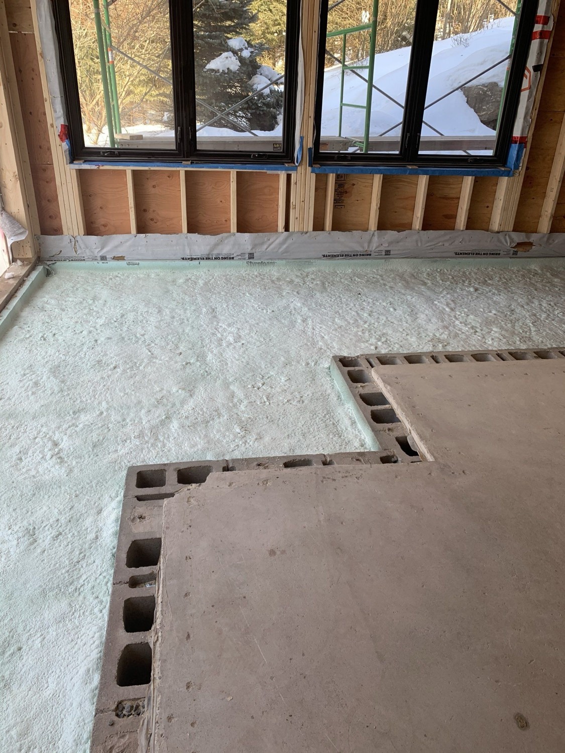 Basement floor area insulated before concrete is poured