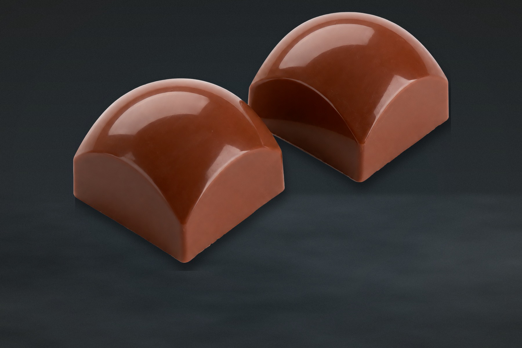 The two salted caramel bonbons in a pack of BYTE SALTED CARAMEL